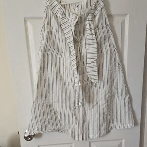 Crescent Black and White Striped button down skirt with inner skirt